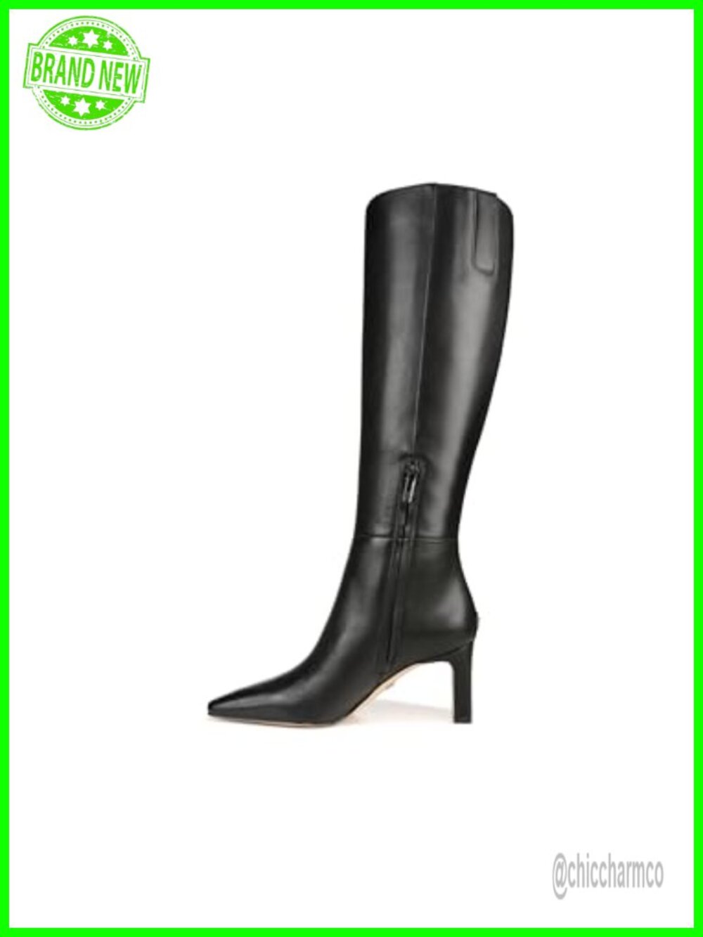 Sam Edelman Sylvia Knee-High Boots Pointed Toe Block Heel Zip
